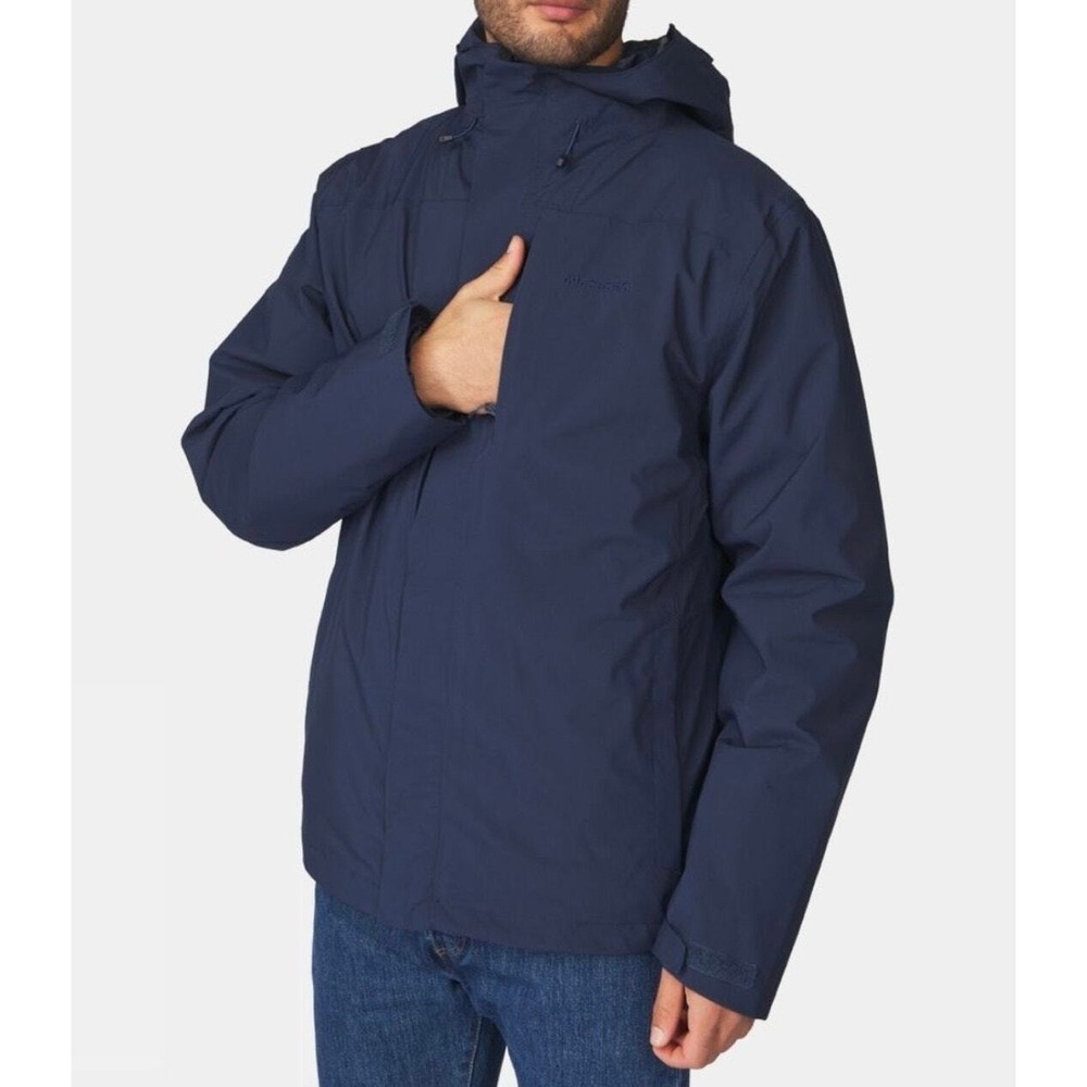 Ayacucho Men Medium Waterproof Hooded Rain Snow Coat Navy Blue Outdoor 3 in 1